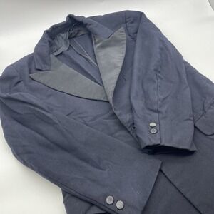 VIntage Mens 1950s Navy Blue Wool Blend Blazer Sport Coat Uniform 42